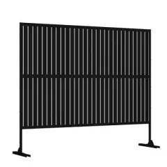 47-inches W x 72-inches H Black Galvanized Sheet Screen Outdoor and lndoor Divider for Balcony Patio Garden Room Divider (Classic Shutter)