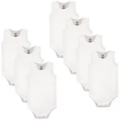Luvable Friends Cotton Sleeveless Bodysuits 7pk, White