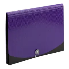 Smead Poly Expanding File, 6 Dividers, Flap and Cord Closure, Letter Size, Wave Pattern Purple/Black (70882)