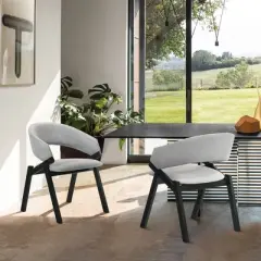 Set of 2 Talulah Fabric Veneer Dining Chairs - Armen Living