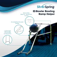 Discount Ramps EZ-Bowler Bowling Ramp Helper for Kids, Wheelchairs, and Limited Mobility, 20 lb. Capacity, Assembles with Hand Turn Bolts, Silver