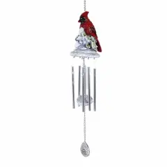 Roman Cardinal Small Windchime  -  One Small Windchime 16.0 Inches -  Bell Red Bird  -  14318  -  Polyresin  -  Red