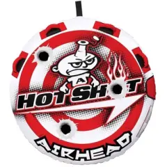 Airhead Hot Shot 2 Inflatable Round Single Rider Towable Tube with 60' Tow Rope
