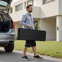 VEVOR Plastic Folding Bench, 6 ft Portable Bench for Outdoor Picnic Party Camping Dining, Foldable Smooth HDPE Seat, Black