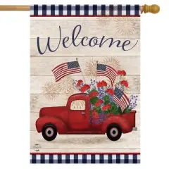 Stars And Stripes Truck Patriotic House Flag Primitive 28" x 40" Briarwood Lane