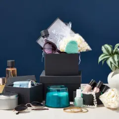 Stockroom Plus 4 Pack Square Nesting Gift Boxes, Decorative Boxes with Lids in 4 Assorted Sizes for Wedding, Bridal Shower, Baby Shower, Black