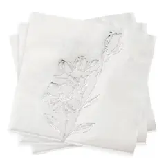 Smarty Had A Party White w/ Silver Antique Floral Paper Cocktail Napkins - 600 pcs