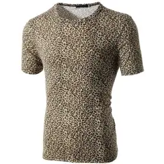 Lars Amadeus Men's Round Neck Animal Pattern Short Sleeves T Shirt