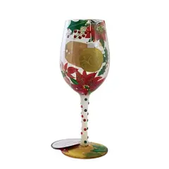 Lolita Glassware 9.0 Inch Merry Christmas Mom , Hand Painted Wine Glass (1PC)