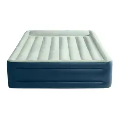 Intex Elevated 18" Pillow Rest Queen Air Mattress with Internal Pump - Off-White/Blue