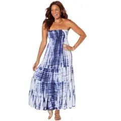 Swimsuits for All Women&rsquo;s Plus Size Strapless Smocked Maxi Dress Cover Up