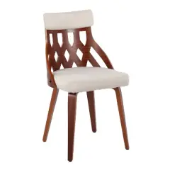 Set of 2 York Dining Chairs Cream/Walnut - Lumisource