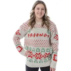 Friends TV Series Men's Logo and Coffee Mugs Ugly Holiday Christmas Sweater
