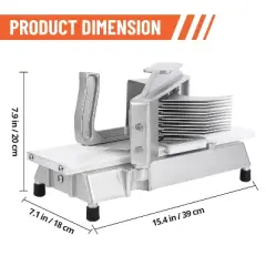 Tomato Slicer, 3/8" Stainless Steel Blade Slicer with Built-In Cutting Board - Safety Guards & Non-Slip Feet for Restaurant & Home