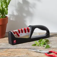 ZWILLING Razor-Sharp 4-Stage Pull Through Knife Sharpener with Shear Sharpener, German Engineered Informed by 100+ Years of Mastery
