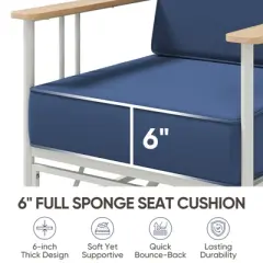 Belord Swivel Outdoor Chairs Set of 4 with 6" Thick Seat Cushion, Metal Outdoor Swivel Glider Chairs with Faux-Wood Armrest and Comfort Foam Cushion