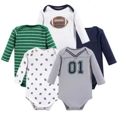 Little Treasure Baby Boy Cotton Long-Sleeve Bodysuits 5pk, Football