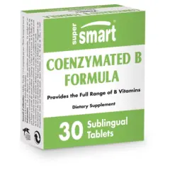 SuperSmart Coenzymated B Formula - All-in-1 Coenzyme B Complex Vitamin - Natural Mint Flavor | Non-GMO & Gluten Free - 30 Sublingual Tablets