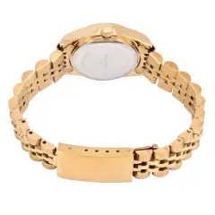 Peugeot Women's Gold-Tone 25mm Fluted Bezel Steel Bracelet Watch with Gold Dial