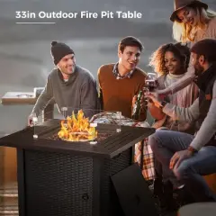 R.W.FLAME 33-Inch Propane Gas Fire Pit Table 50,000 BTU with Lava Rocks, Protective Cover & Easy Ignition &ndash; Ideal for Patio,Deck, Garden