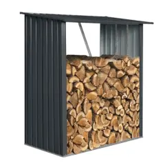 MOEPISY 3ft x 5ft Outdoor Meta Firewood Rack ,Open Wood Shed For Firewood, Pellet or Lumber Storage , Black