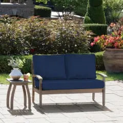 Arden Selections 3pc Outdoor Loveseat Cushion Set Sapphire Blue Leala