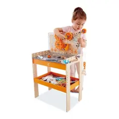 Hape Deluxe Scientific Workbench 79 Piece Inventor&rsquo;s Experiment Workshop STEAM Toy Building Set for Toddlers and Children Ages 4 and Up