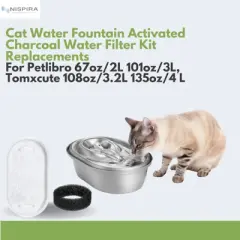 NISPIRA PLWF003 PLWF006 Stainless Steel Cat Water Fountain Activated Charcoal Water Filter Kit Replacements with Spongies For Petlibro. 12 Packs