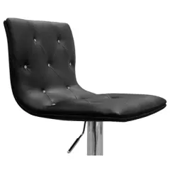 Modern Swivel Bar Stool With Crystal/Tufted Look in Black (Set of 2) - Best Master Furniture