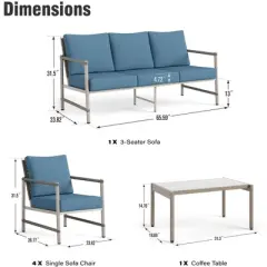 Captiva Designs 6pc Outdoor Wicker Patio Conversation Set with Coffee Table for Poolside, Backyard