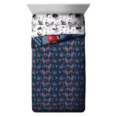 Full Spider-Man Crawl Reversible Kids' Bed in a Bag: Marvel Comforter Set with Sheets & Pillowcases, Multicolor