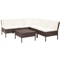 vidaXL Luxurious Patio Lounge Set, 6-Piece Poly Rattan Outdoor Furniture, Weather Resistant, with Comforting Cushions, in a Charming Brown Finish