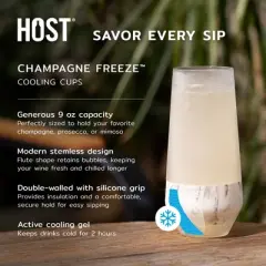 HOST Champagne Freeze Double-Walled Stemless Wine Glasses Freezer Cooling Cups with Active Cooling Gel, 9 Oz Plastic Tumblers, Brown Set of 1