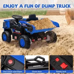 Ride On Dump Truck,Ride On Car Toy with Remote Control,Electric Dump Bed,Shovel, 12V Construction Vehicle for Kids