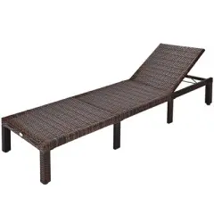Tangkula Patio Rattan Chaise Lounge Chair Recliner Outdoor w/ 6 Positions Cushion