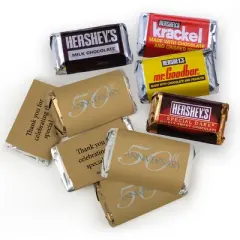 105 Pcs 50th Anniversary Candy Party Favors Hershey's Chocolate Mix (1.75 lb, Approx. 105 Pcs) - By Just Candy