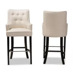 2pc Aldon Upholstered and Wood Bar Stool Set - Baxton Studio