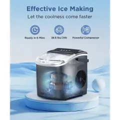 ZAFRO Ice Maker Countertop, Portable Ice Machine with Self-Cleaning, 26.5lbs/24Hrs, 9 Bullet Ice Cubes in 6 Mins, Ice Basket and Scoop, Ideal for Home