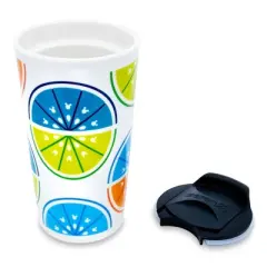 Seven20 Disney Mickey Mouse Fruit Slices Ceramic Travel Mug With Lid | Holds 10 Ounces