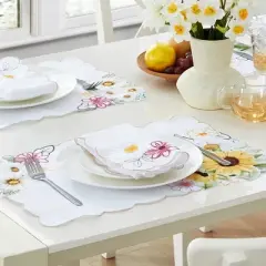 Sunflower and Daisies Placemats, Set of 4 - Multicolor - 13x19 - Elrene Home Fashions