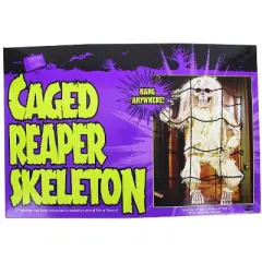 Fun World Caged 27 Inch Reaper Skeleton Halloween Prop Decoration