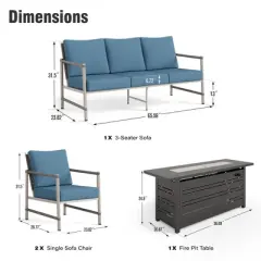 Captiva Designs 4pc Outdoor Wicker Patio Fire Pit Set with Armchairs for Poolside, Backyard