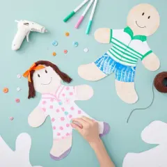 Paper People Cutouts - 36-Pack 16 x 12-Inch Blank People Shapes, 300 GSM Large Person Shapes for Kids Craft DIY, School Art Project