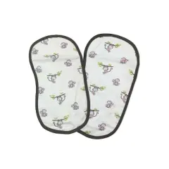 Bacati - Happy Monkeys Pink/Purple Muslin 4 pc set of Bibs & Burp Cloths Set