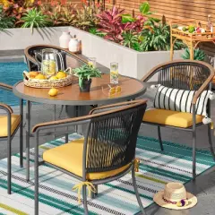 5'x7' Textural Stripe Rectangular Woven Outdoor Area Rug Light Green - Threshold&trade;