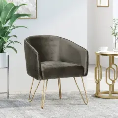Grelton Modern Glam Velvet Club Chair with Hairpin Legs - Christopher Knight Home