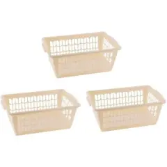 YBM HOME Plastic Perforated Storage Basket Bin Office Drawer, Shelf Desktop Countertop Tray Organizer, Pack of 3
