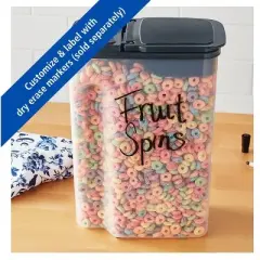 Racxily Clear Plastics Cereal Dispenser with Lid, 32-Cups, 9.75" x 5.38" x 13.5"