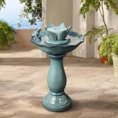 John Timberland Pleasant Pond Modern Bubbler Lotus Flower Outdoor Floor Water Fountain 25 1/4" for Yard Garden Patio Deck Porch House Exterior