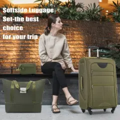 5 PCS Expandable Luggage Set, Softside Lightweight Spinner Suitcase with Duffel Bag, Tolietry Bag and TSA Lock - ModernLuxe